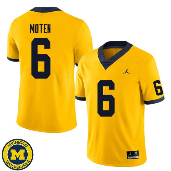 Mens Michigan Wolverines #6 R.J. Moten Yellow Official Game Jersey